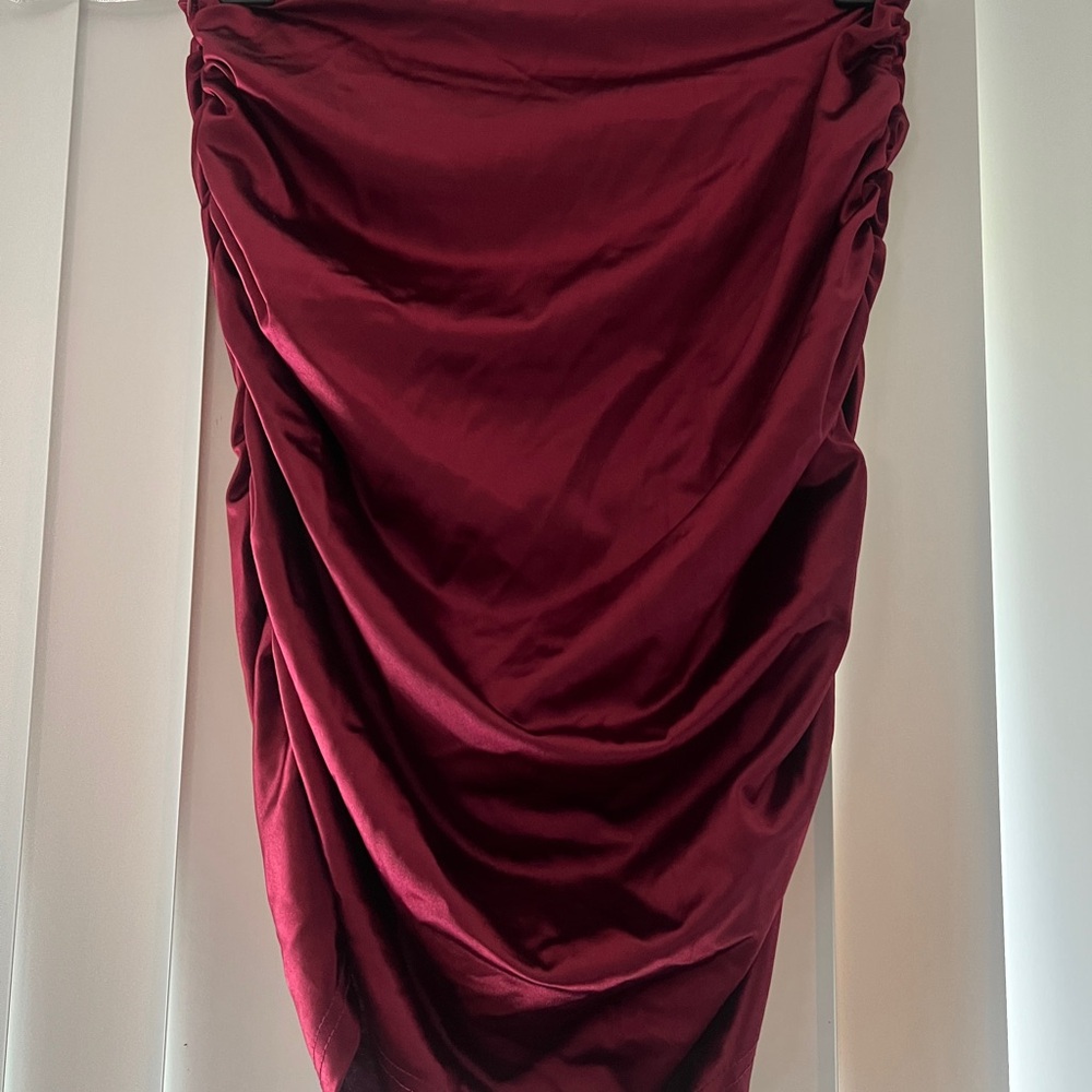 SHEIN Red Midi Pencil Skirt Ruched Cocktail